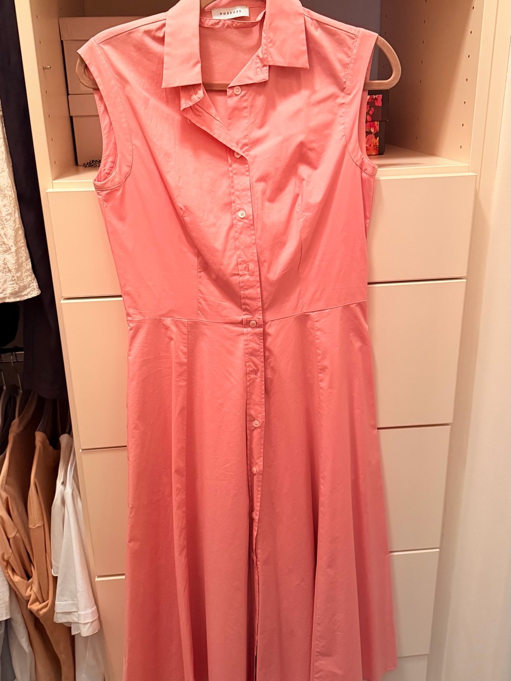 Sleeveless Coral Shirt Dress